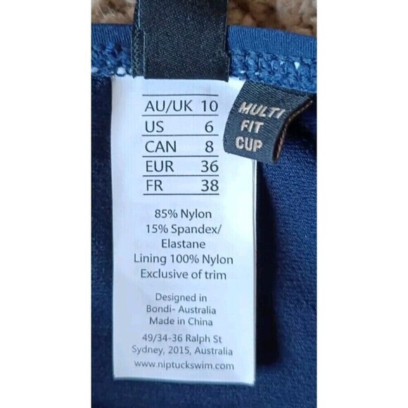 NIP TUCK Swimsuit Size 6 Blue White Striped Multi Fit Cup One Piece BathingSuit - Picture 6 of 7